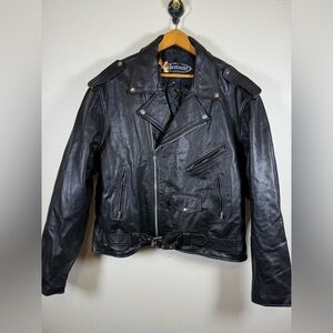 X Element Men’s Motorcycle Jacket Retro Leather Heavy! XL (58) Black